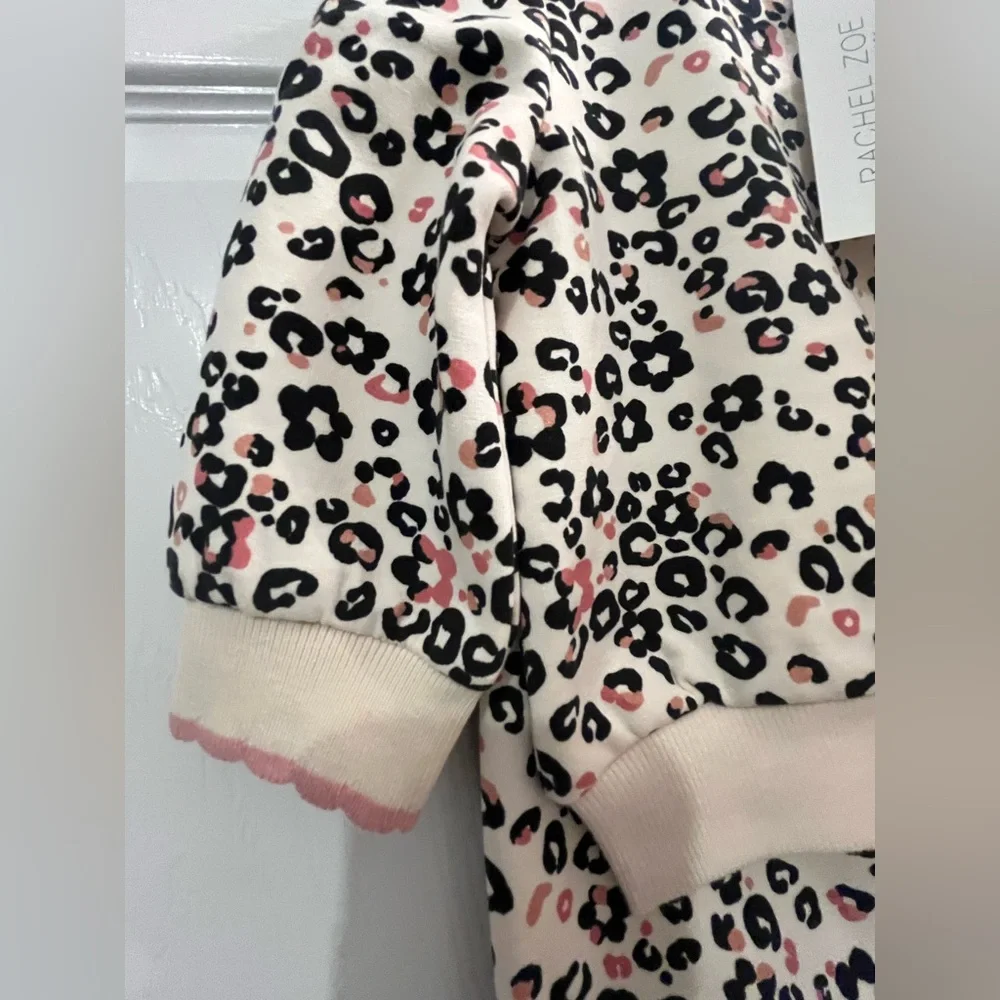 NWT Rachel Zoe Cream and Black Leopard Baby 3 Piece Set Size 3-6 months